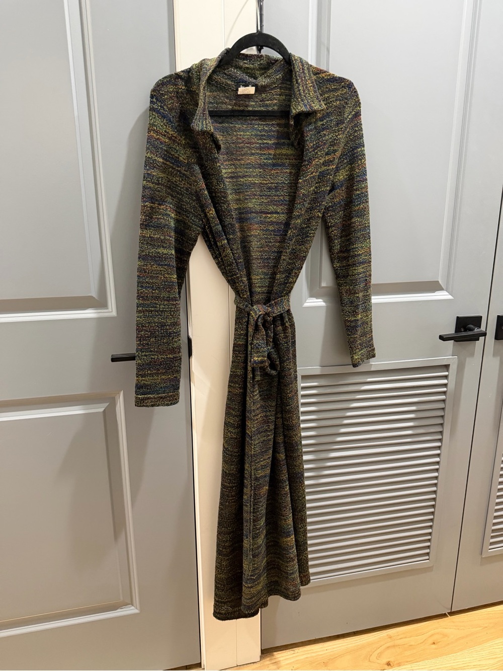 Knit Long Tie-Waist Cardigan - Multicolor